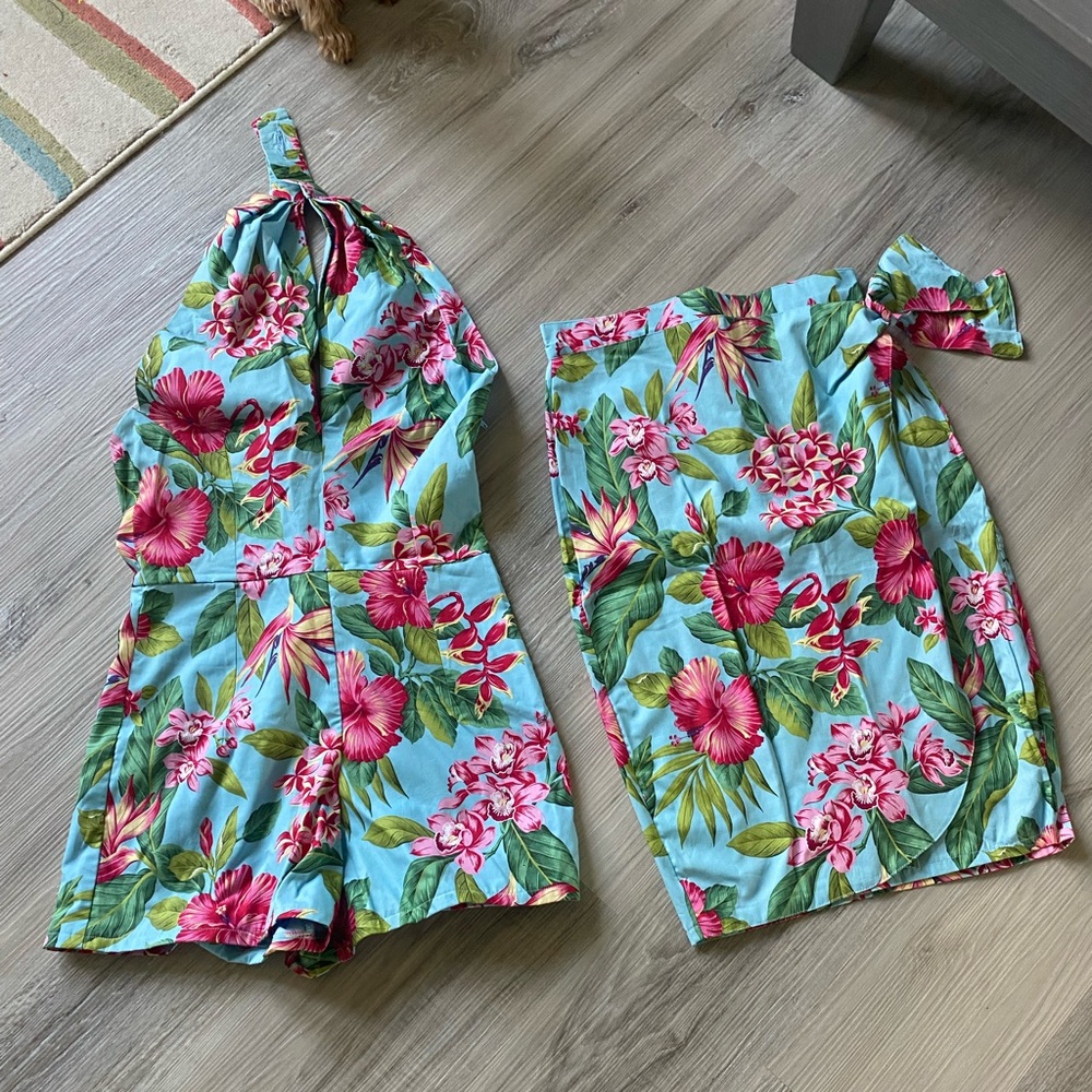 Tiki play suit with matching skirt and top
